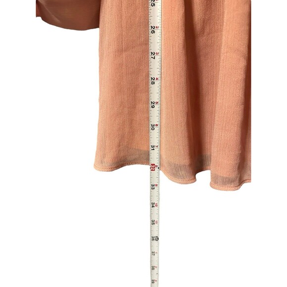 Zara Women’s Pink Peach Long Sleeve V Neck Ruffle Breathable Dress Size Small - Picture 6 of 6
